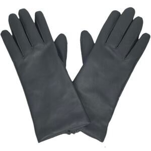 LANDS’ END EZ TOUCH GRAY GENUINE LEATHER GLOVES – WOMEN’S M – CASHMERE LINING